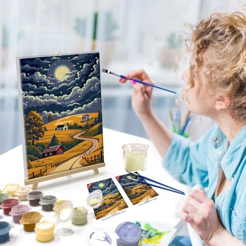 ATDMS Landscape Paint by Numbers Kit for Adults with Frame, 8x12 Inch