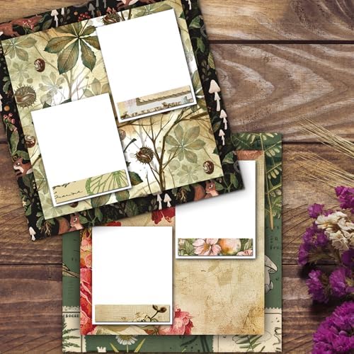 48 Sheets Vintage Forest Scrapbook Paper,Vintage Forest Pattern Decorative Scrapbook Paper for Journals DIY Cards and Photo Albums,Aesthetic Craft Supplies