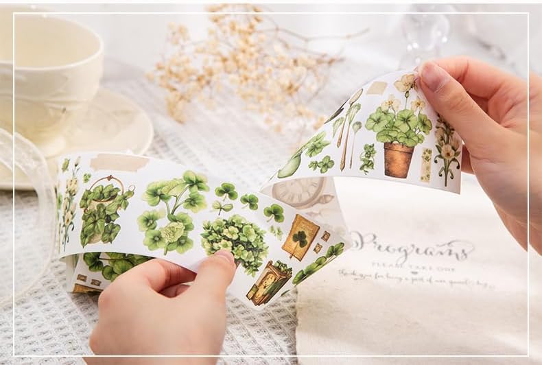 Alideco 6pcs Decorative Adhesive Tapes Vintage Botanical Flowers Washi Tape Great for Bullet Journal Supplies, Arts, Scrapbook, DIY Crafts, Planners(zhuangyuanriji)