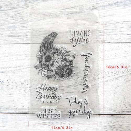 Sunflower Flower Harvest Clear Stamps and Die Cuts Sets for DIY Card Making