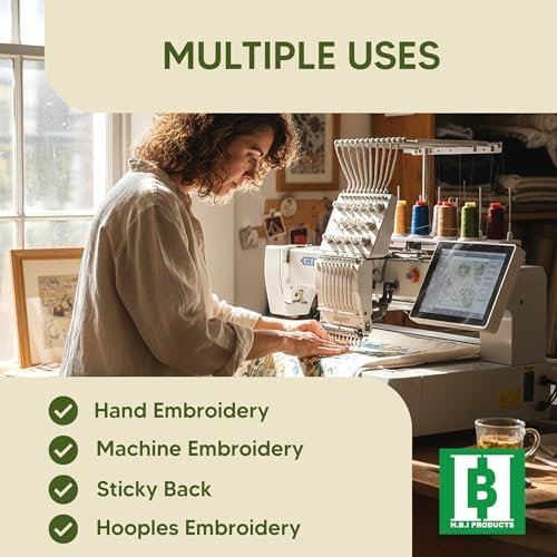 HBI Sticky Wash Away Printable Stabilizer Sheets, 8.5 x 11 in, 12 Pack