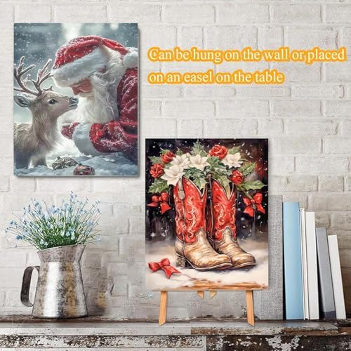 VIGEGU 4 Pack Christmas Paint by Numbers Kit for Adults with Framed