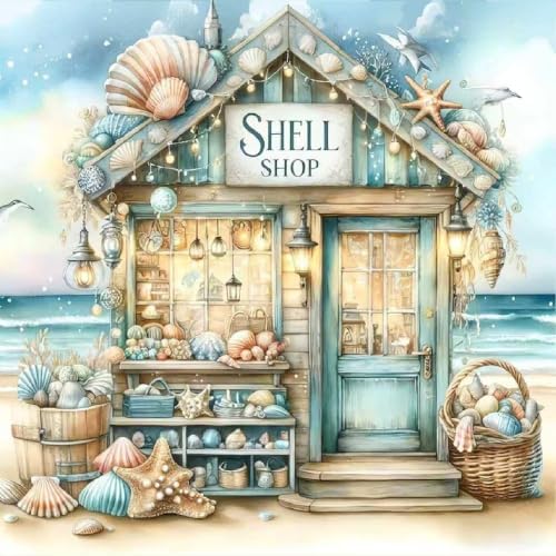 VIGEGU Beach Paint by Numbers Kit for Adults Beginner 16x16 Inch