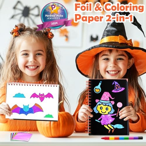 FUNNYB&G Foil Art Craft Kit for Kids, Sparkly Birthday Gift Toy for Kids | No Mess, Kids Ages 4-10 Create Sparkling Artwork, A Creative Gift for Birthdays, Holidays, Travel Activities,Screen-Free Fun