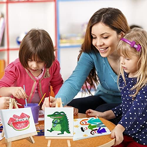 ESRICH Mini Stretched Canvas 10 Pack 5x5inch, 2/5''Profile Art Primed Canvases for Painting, Cotton Small Professional Stretched Canvas for Kids and Art Supplies, for Acrylics, Oils.