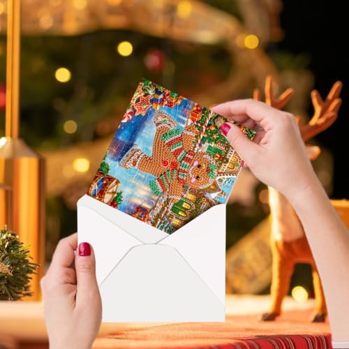 POETRYDRAW DIY Diamond Art Painting Greeting Card Kit, Creative Craft Set for Card Making，Cartoon Ginger Man