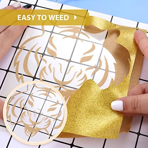 HTVRONT Glitter HTV, 12" x 10ft Gold Glitter HTV Heat Transfer Vinyl