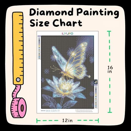 ILYUFO Diamond Art Kits for Adults Light and Butterfly DIY Diamond Painting