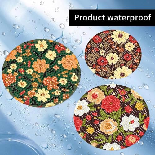 Meothan 8 Pcs Floral Diamond Art Coasters Kit for Adults with Holder 4x4in
