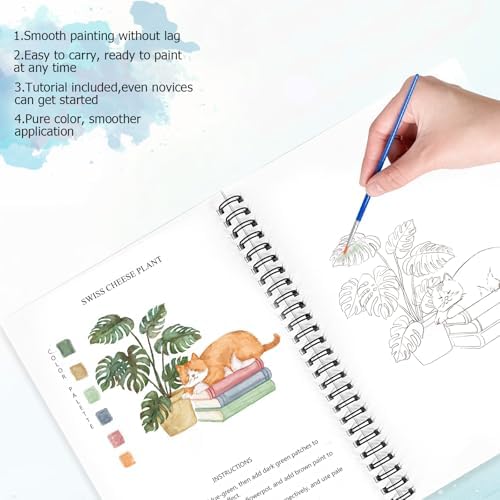 Watercolor Workbooks Plants, 15 Beautiful Paintings for Water Color Book Adult, Watercolor Coloring Book for Beginners, Watercolor Workbook for Adults Teens (Without Palette, Plants)