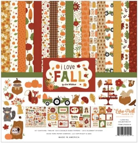 Echo Park Fall Collection Kit, Scrapbook Paper & Sticker Set