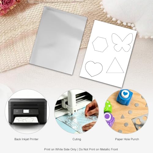 Silver Cardstock 8.5x11 in, 92lb/250GSM Metallic Shimmer, 20 Sheets