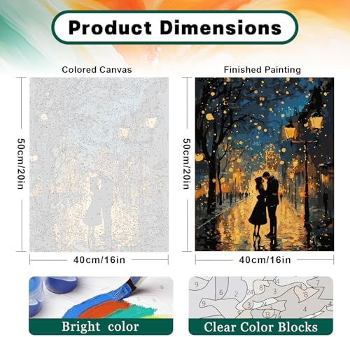 Possoco 2 Pack Paint by Numbers Kit for Adults Beginner, Romantic Lover Adult Paint by Number Kits on Canvas, DIY Acrylic Number Painting for Adults Landscape for Home Decor Gift 16x20 Inch