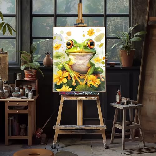 Natuyalo Paint by Numbers for Adults Beginner, Frog Acrylic Easy Paint by Numbers Kits Animal Craft Kits for Adults Suitable for Home Wall Decoration Flameless 16x20 Inch