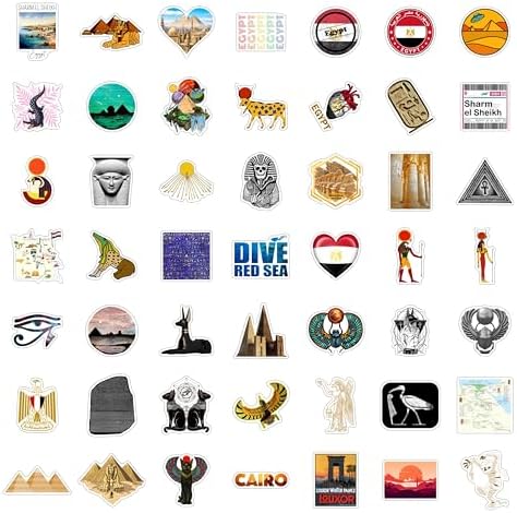 100Pcs Egypt Stickers for Water Bottle and Laptop - Egyptian Party Supplies & Decorations, Waterproof Vinyl Decals, Ancient Egypt History Stickers, Gifts for Women & Men