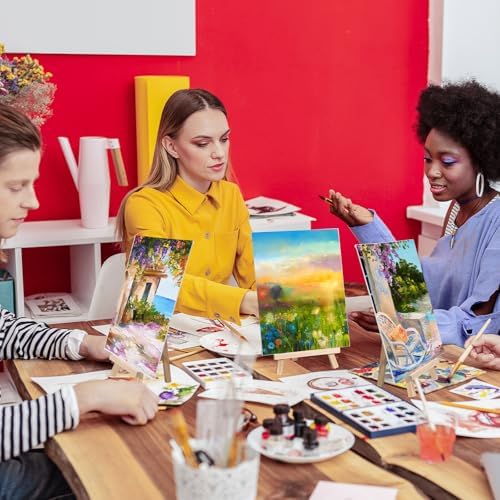 Motimind 36 Pcs 6 x 8 Mini Canvas and 8" Easel Set Bulk for Paint Party