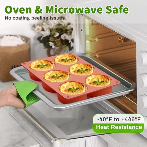 JOERSH Silicone Egg Bite Molds, 3 Inch, 2 Pack
