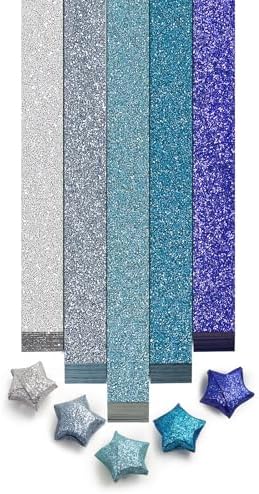 FoDau770 Glitter Star Paper Strips - 520 Sheet, Blue Series