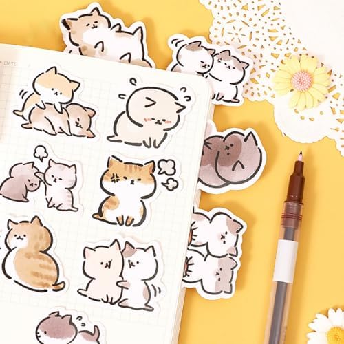 45pcs Cute Cat Stickers for Scrapbooking, Bullet Journal, DIY Decoration, Planners, Suitcase, Diary, Notebooks, Album, Laptop, Phone Cases, and Art Crafts