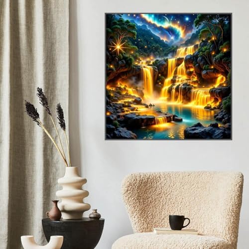 Waterfall Diamond Art Kits for Adults, Landscape Diamond Painting 14x14in