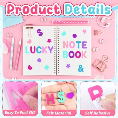 Felt Letters,686 Pcs Felt Stickers 1 Inch Alphabet Number Sticker(Pink)