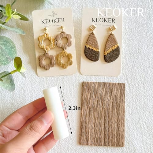 KEOKER Polymer Clay Texture Roller - Great for Making Earrings, Like Texture Sheets, Works with Clay Cutters (3 Small Size)