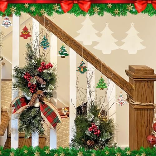Wooden Christmas Tree Decorations 10pcs Blank Wood Ornaments, 3.5x3x0.12 in Used for Painting and Decoration DIY Technology, Hanging skrnrhrery