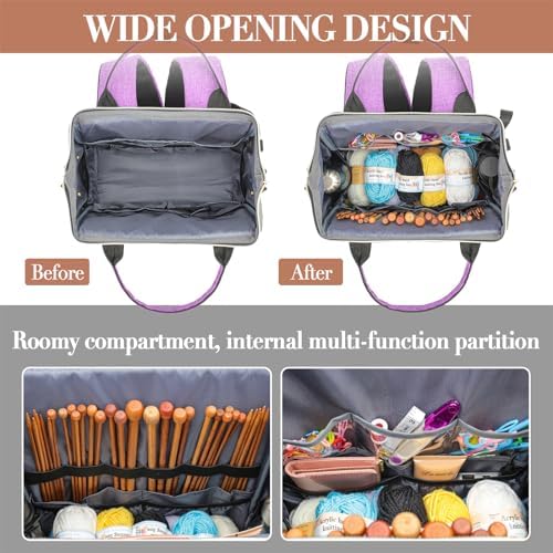 Kuosdaz Knitting Bag Backpack, Yarn Organizer, Quilted Backpack for Women