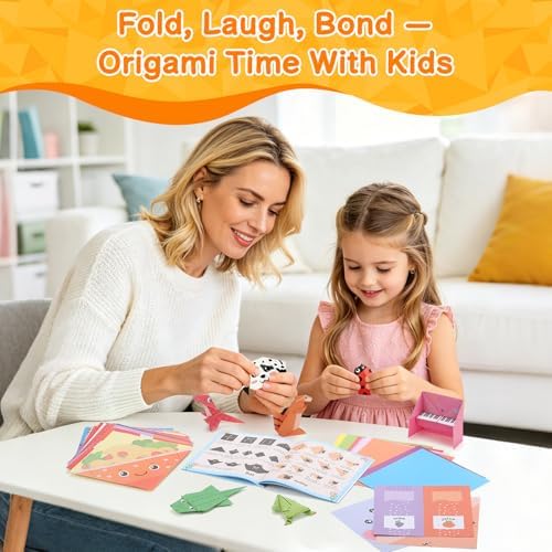 Sawnfay Origami Kit for Kids Ages 5-8 8-12 | 100 Origami Papers with 45 Patterns, Crafts for Kids with Guiding Book, DIY Art Craft Kits Gift