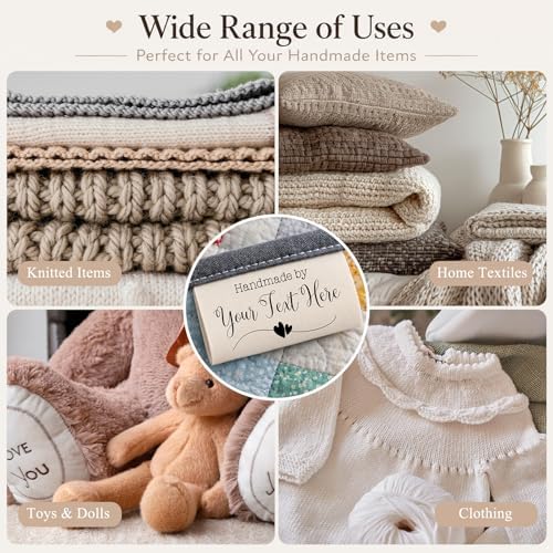 Custom Cotton Tags for Handmade Items, Personalized Sewing Labels for Quilting & Knitting, Handmade & Crafts, Clothing Name Tags with Logo, 100% Cotton, Machine Washable, 40×50mm (Cotton Tag)