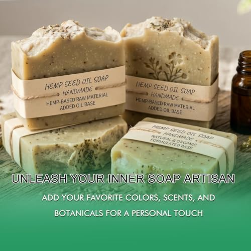 15 Ounces Glycerin Soap Base - Unscented Melt and Pour Base for DIY Crafting, Easy to Cut, Vegan and Natural, Moisturizing and Gentle on Skin, Perfect for Soap Making Supplies (Hemp Seed Oil)