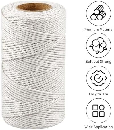 Vaincre 2PCS 328Ft 2MM Natural Cotton Twine String for Kitchen & Crafts