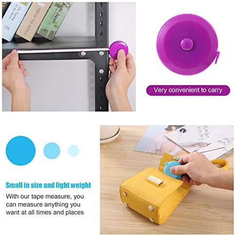 Tape Measures Retractable, Fabric Measuring Tape, 60 Inch Small Sewing Tape Measure for Craft Nursing Medical Travel(3 Pack/Black Purple Sky Blue)
