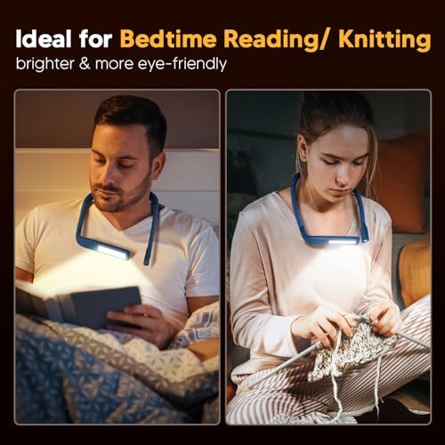 Neck Book Light, 3 Color Stepless Dimming Reading Light for Bed