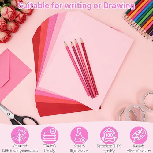 Oleitodh 100 Sheets 8.5x11 in Cardstock, 5 Red Tones, 180GSM/65lb