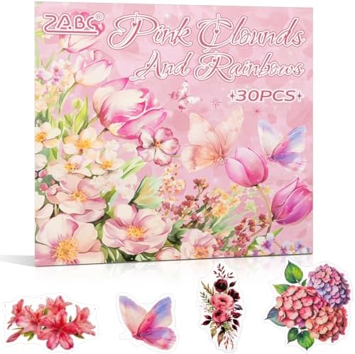 Rose Garden Series Sticker Scrapbooking Supplies for Junk Journal, 30 Sheets PET Stickers - Vintage Journaling Stickers, Ephemera Sticker Book Pre Cut(TZ-005-001)