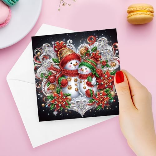 POETRYDRAW 6 Pack 5D DIY Diamond Art Painting Christmas Greeting Card Kit, Diamond Art Birthday Holiday Greeting Card, Crafts Kit Creative with Envelope