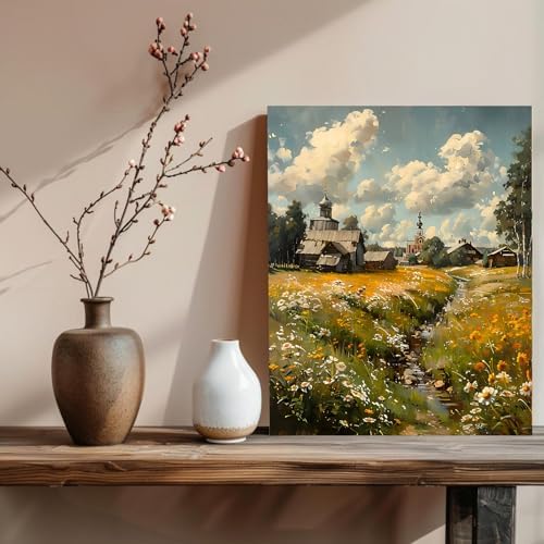 xcemhil Landscape Paint by Numbers Kit for Adults Beginner, Landscape Paint by Numbers for Adult, Acrylic Paint by Number Kits Suitable for Home Wall Art Decor Gifts - 16x20 Inch