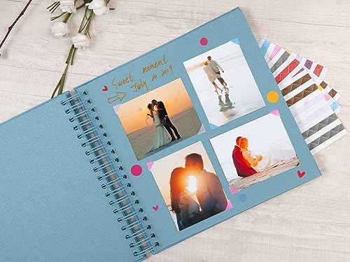 potricher 10 x 10 Inch DIY Scrapbook Photo Album 80 Pages, Blue | Thick Kraft Paper Scrap Book Photo Albums, Memory Book for Wedding, Anniversary, Baby, Family, Travel, DIY Projects