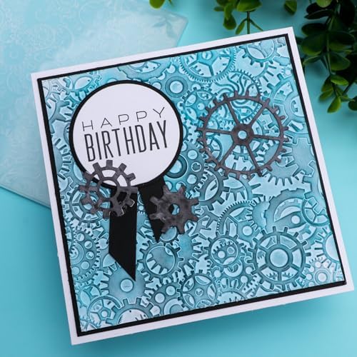 BAOFALI 3D Embossing Folder for Card Making,Gear Plastic Texture Fades Embossing Folder Template for Scrapbooking Cardstock Album DIY Decoration Paper Crafting 5.9x5.9inch
