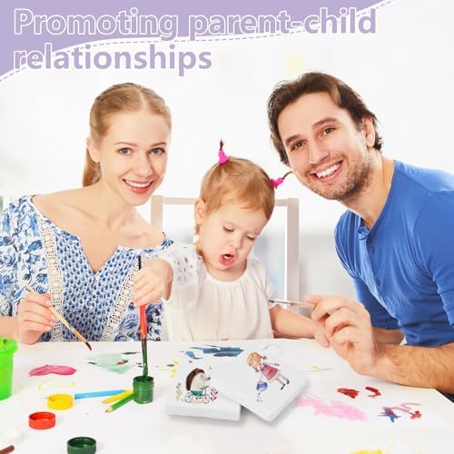 ESRICH Small Canvases for Painting 3x3IN, Mini Canvas in Bulk 12Pack, 2/5In Profile Small Square Canvas, Blank Canvases are Great for School Projects and Kids Birthday Parties, Home Decor Project.