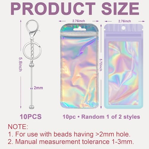42/84/126 Pcs Beadable Keychain Bars Bulk Blank DIY Beaded Keychain Making Supplies with Bag Thank You Card