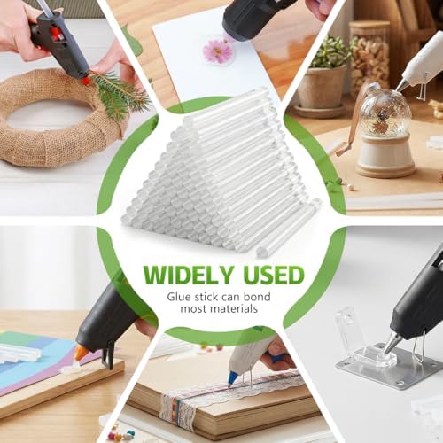 KISEER 100 Pack Clear 0.43 x 8 Inch Full Size Hot Glue Sticks Universal Fit Glue Gun for Bond Wood Plastic Fabric Foam DIY Craft Projects Home Decorations and Sealing