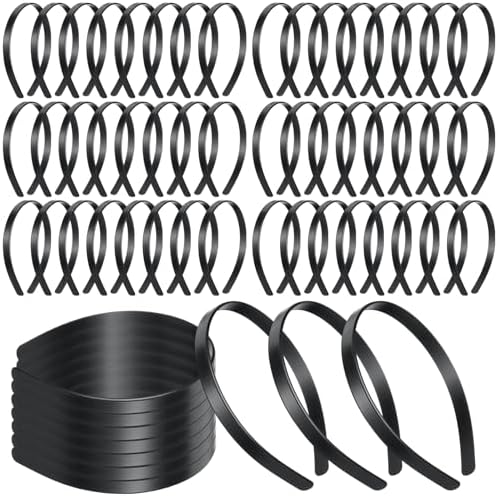 Hotop Plastic Headbands Bulk No Teeth Plain for Women,1/2 Inch Wide,Black