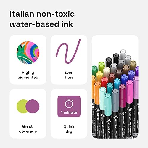 ARTISTRO 30 Acrylic Paint Marker Pens with Carton Box