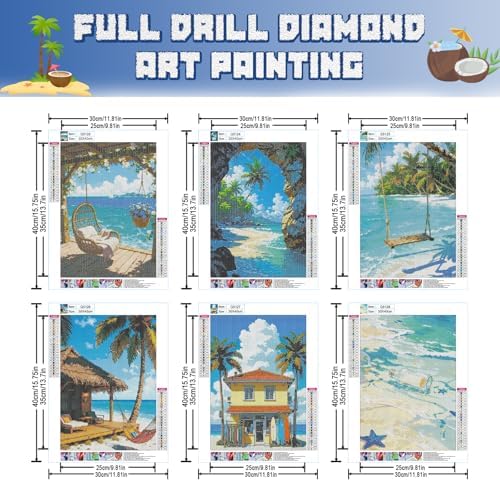 DOTSOPS 5D Beach Diamond Painting Kits for Adults Round Diamond Art Kits