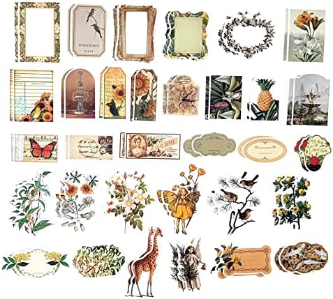 Esweny 200PCS Vintage Scrapbooking Supplies Kit for Journaling, Scrapbook Sticker Paper Pack for Junk Journal Planners Aesthetic Cottagecore Room Decor Wall Art Collage Album