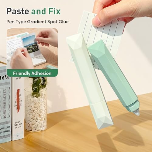 Double Sided Tape Roller, Double Sided Tape Pen, Scrapbook Supplies for Journaling, Scrapbooking, Photo Mounting, Gift Wrapping, School Office & Crafts (4PC-Green)