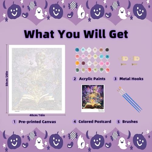 Arttoplus Skull Paint by Numbers Kit for Adults Beginner 16x20 inch