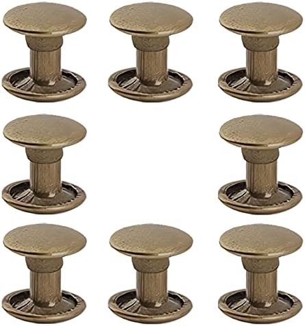 300sets Leather Rivets Double Cap Rivet Tubular Metal Studs Repairs Decoration Craft Accessories for Leather Craft Clothes Shoe Bag Belt (8mm Bronze)